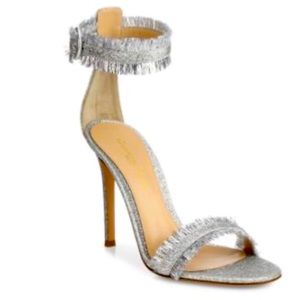Gianvito Rossi Silver Fringe and Glitter Sandals
